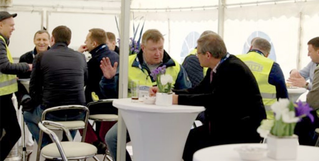 In-house tradeshow and live presentation of newly developed concrete block plant